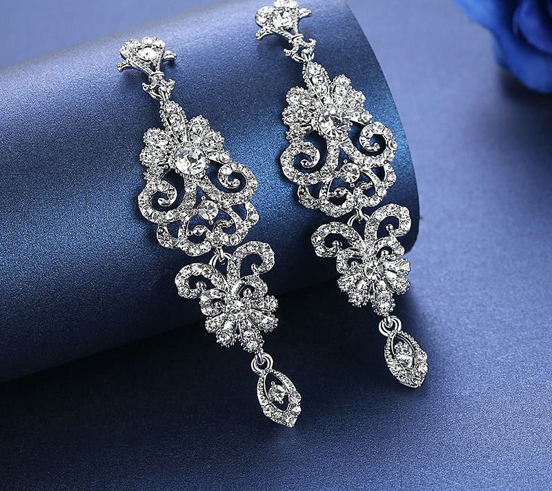 Floral Long Drop Earrings