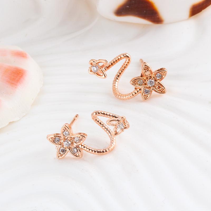 Double-Sided Crystal Flower Stud Earrings