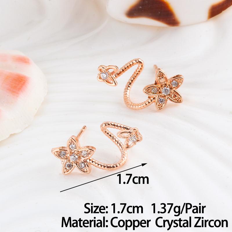 Double-Sided Crystal Flower Stud Earrings