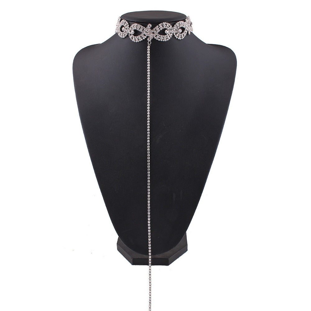 Rhinestone Infinity with Long Chain Choker