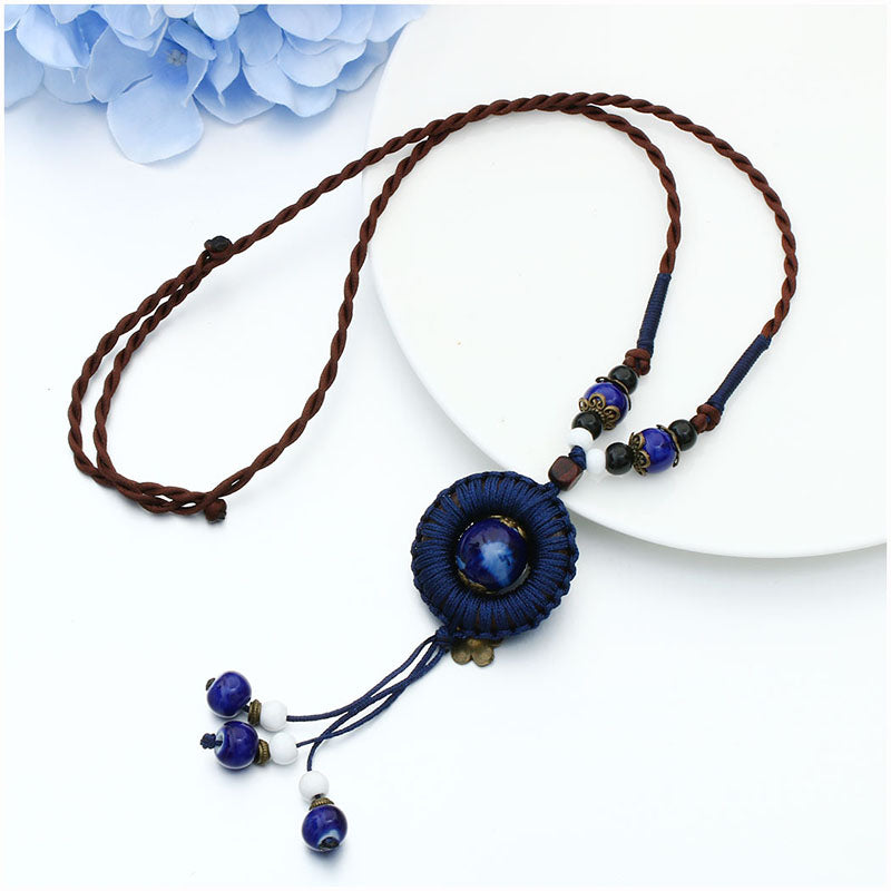 Vintage Ethnic Long Rope Chain Necklace