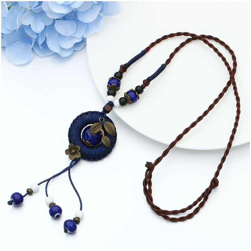 Vintage Ethnic Long Rope Chain Necklace