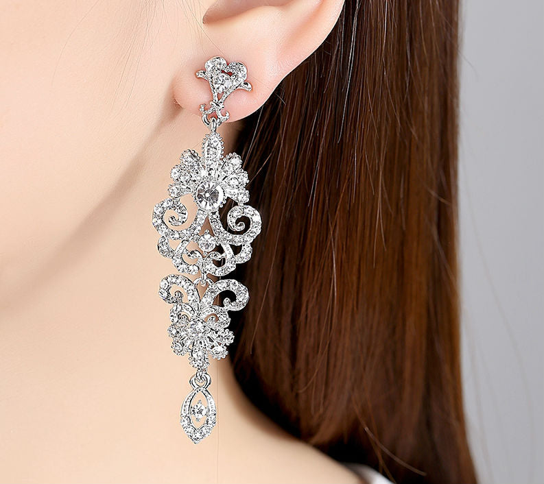 Floral Long Drop Earrings