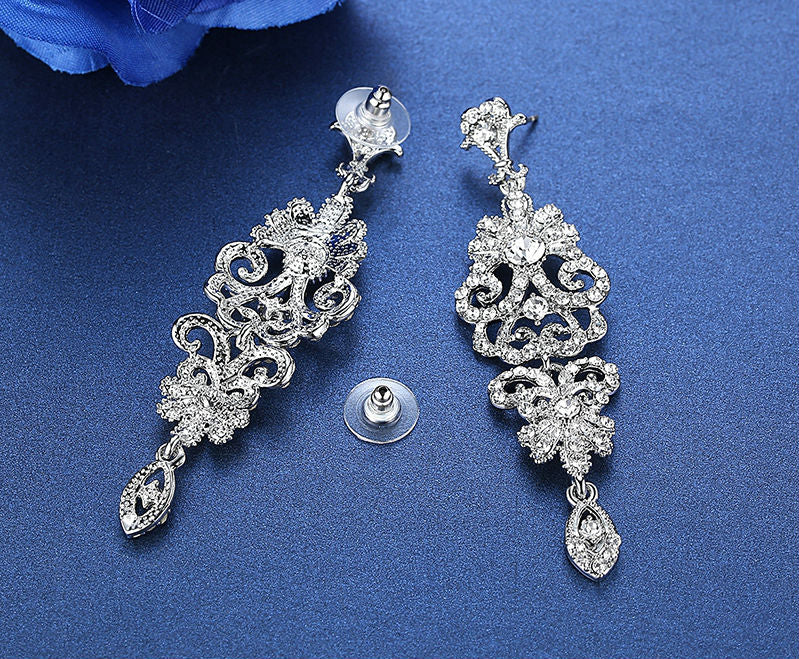 Floral Long Drop Earrings