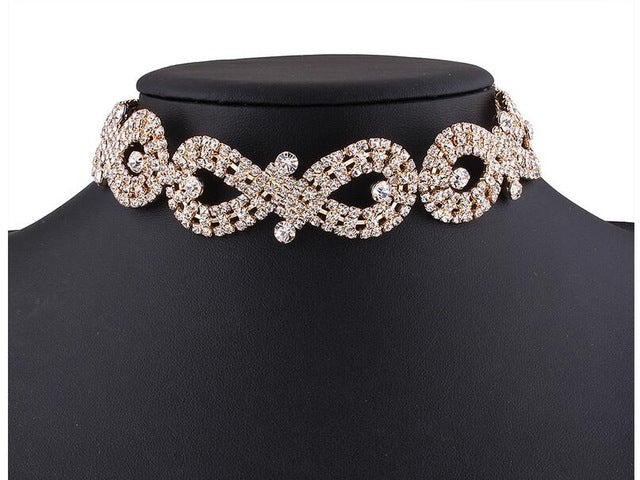 Rhinestone Infinity with Long Chain Choker