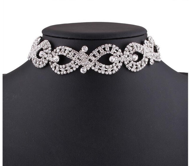 Rhinestone Infinity with Long Chain Choker